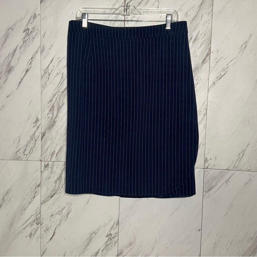 Jessica London Navy Blue Pinstripe Pencil Skirt Plus SZ 22 - Picture 2 of 6